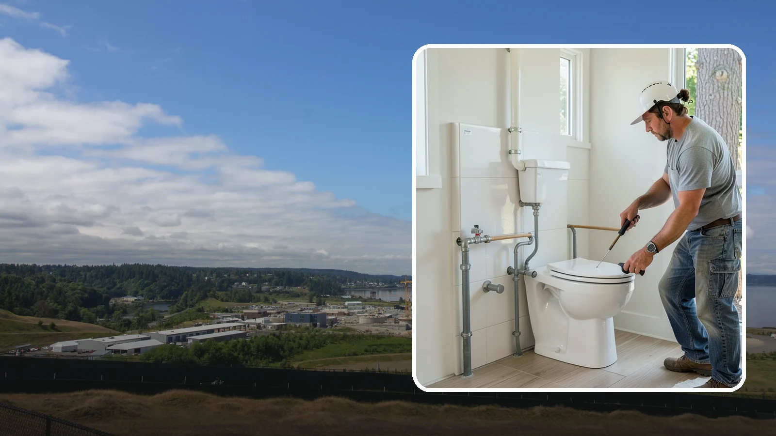 Toilet Installation in University Place, Pierce County, WA - A toilet installation sets a new, efficient fixture with a secure, leak-free seal.