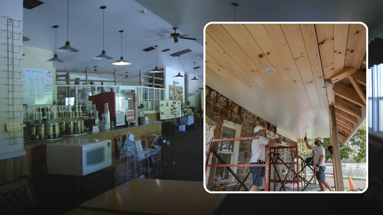 Tongue-and-Groove Ceiling in Black Diamond, King County, WA - Warm tongue-and-groove ceiling installation that transforms plain overhead space into a striking wood feature.