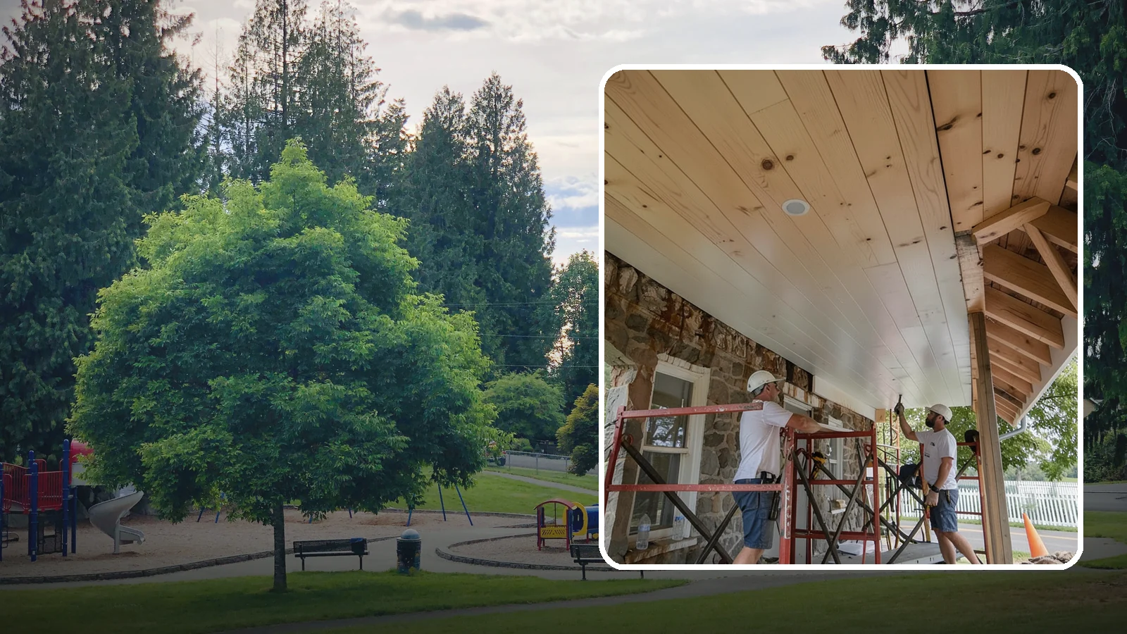 Tongue-and-Groove Ceiling in Bonney Lake, Pierce County, WA - Warm tongue-and-groove ceiling installation that transforms plain overhead space into a striking wood feature.