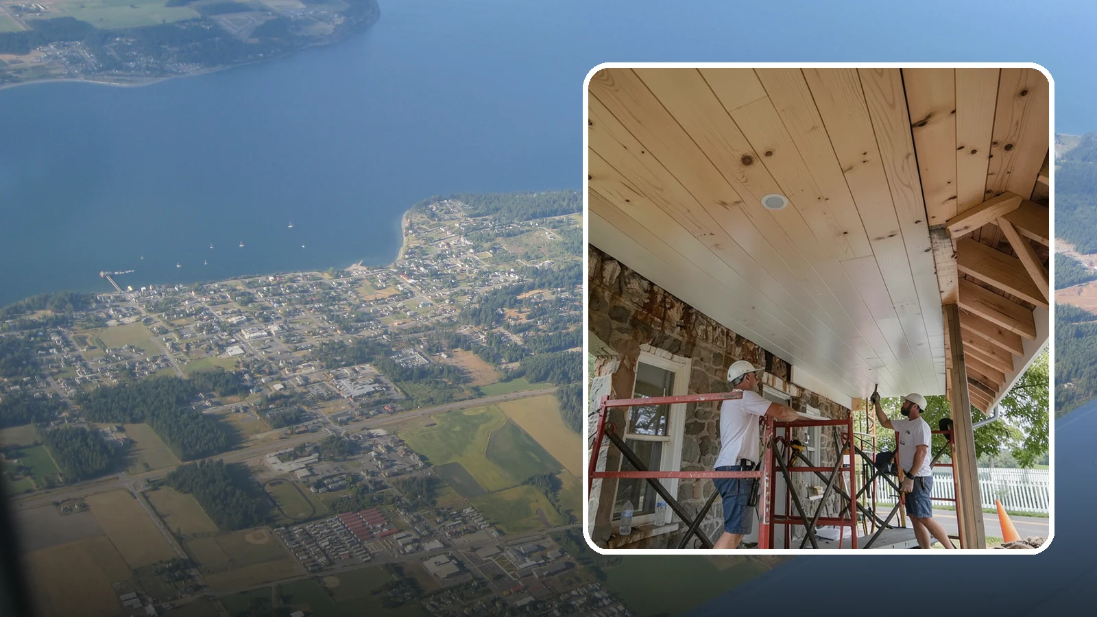 Tongue-and-Groove Ceiling in Coupeville, Island County, WA - Warm tongue-and-groove ceiling installation that transforms plain overhead space into a striking wood feature.