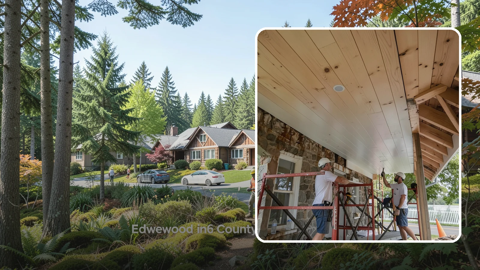 Tongue-and-Groove Ceiling in Edgewood, Pierce County, WA - Warm tongue-and-groove ceiling installation that transforms plain overhead space into a striking wood feature.
