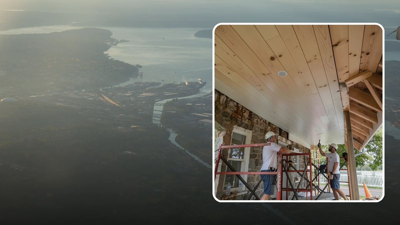 Tongue-and-Groove Ceiling in Fife, Pierce County, WA - Warm tongue-and-groove ceiling installation that transforms plain overhead space into a striking wood feature.