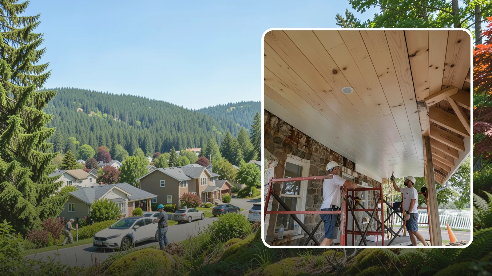 Tongue-and-Groove Ceiling in Index, Snohomish County, WA - Warm tongue-and-groove ceiling installation that transforms plain overhead space into a striking wood feature.