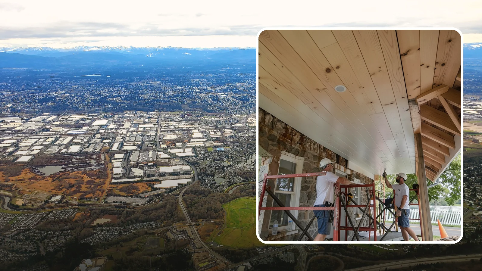 Tongue-and-Groove Ceiling in Kent, King County, WA - Warm tongue-and-groove ceiling installation that transforms plain overhead space into a striking wood feature.