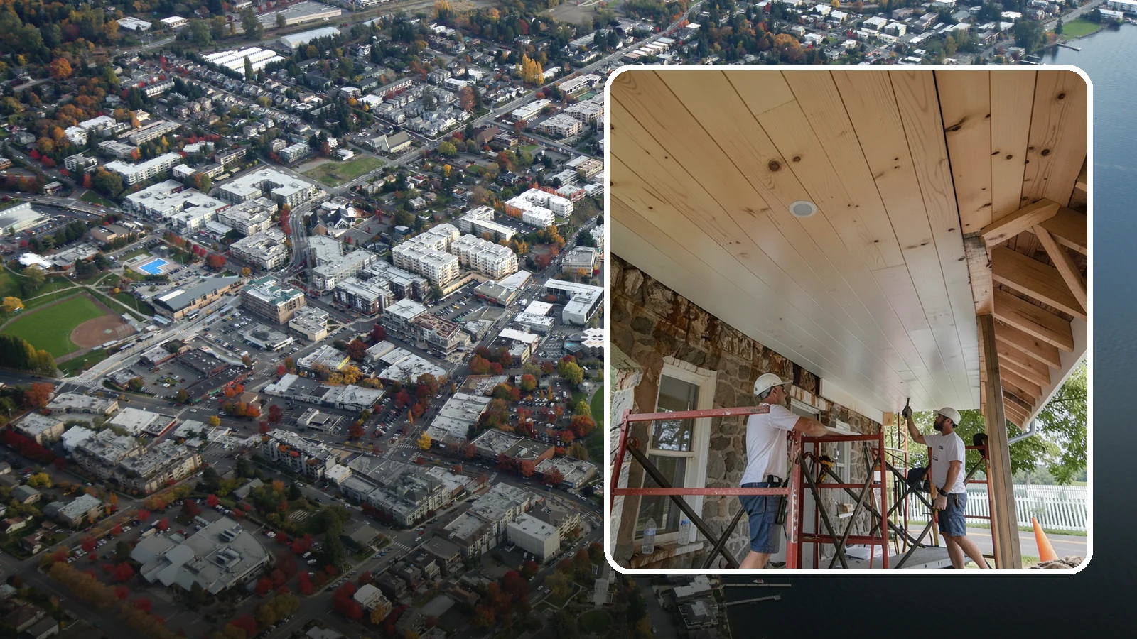 Tongue-and-Groove Ceiling in Kirkland, King County, WA - Warm tongue-and-groove ceiling installation that transforms plain overhead space into a striking wood feature.