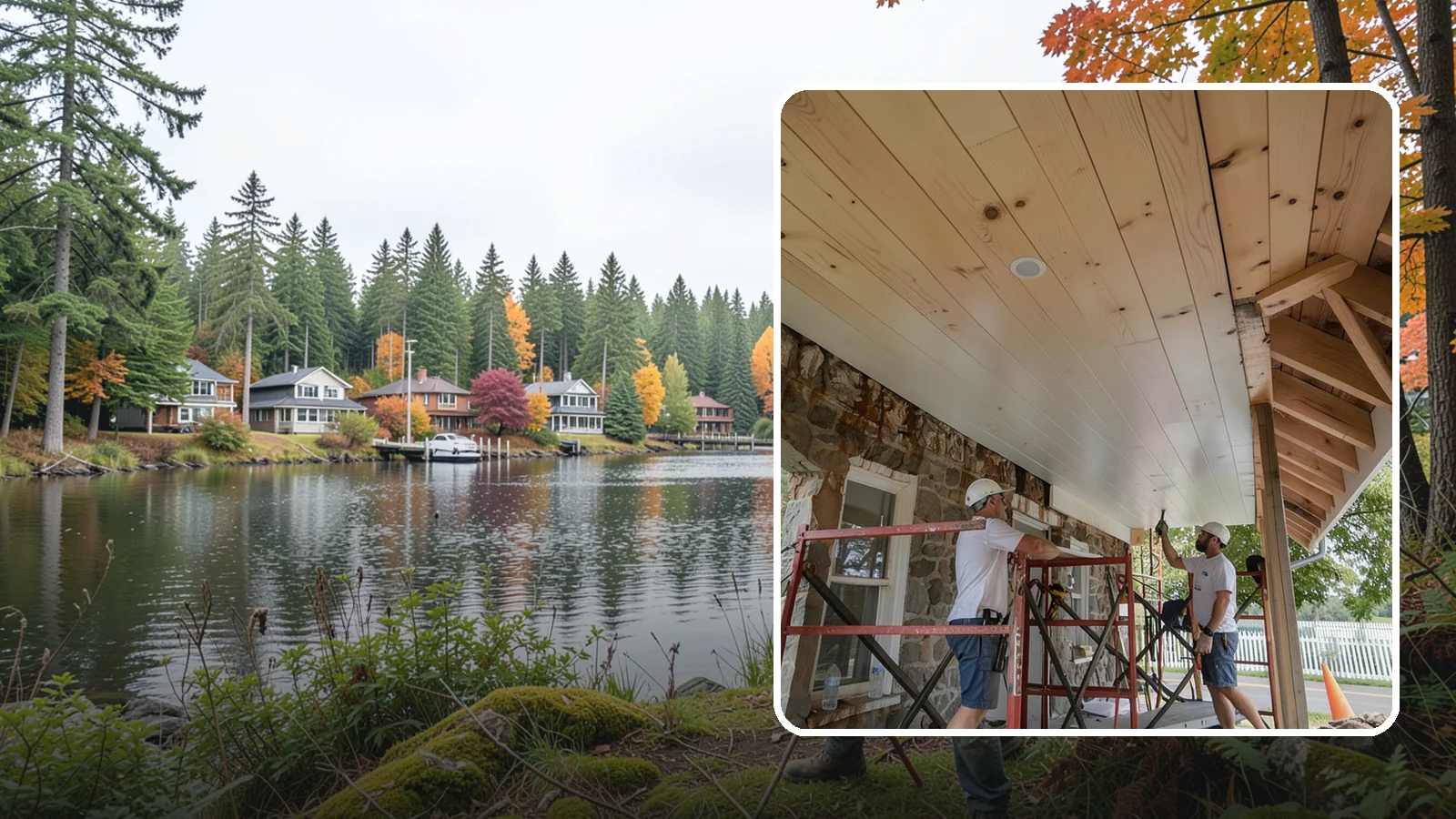Tongue-and-Groove Ceiling in La Conner, Skagit County, WA - Warm tongue-and-groove ceiling installation that transforms plain overhead space into a striking wood feature.