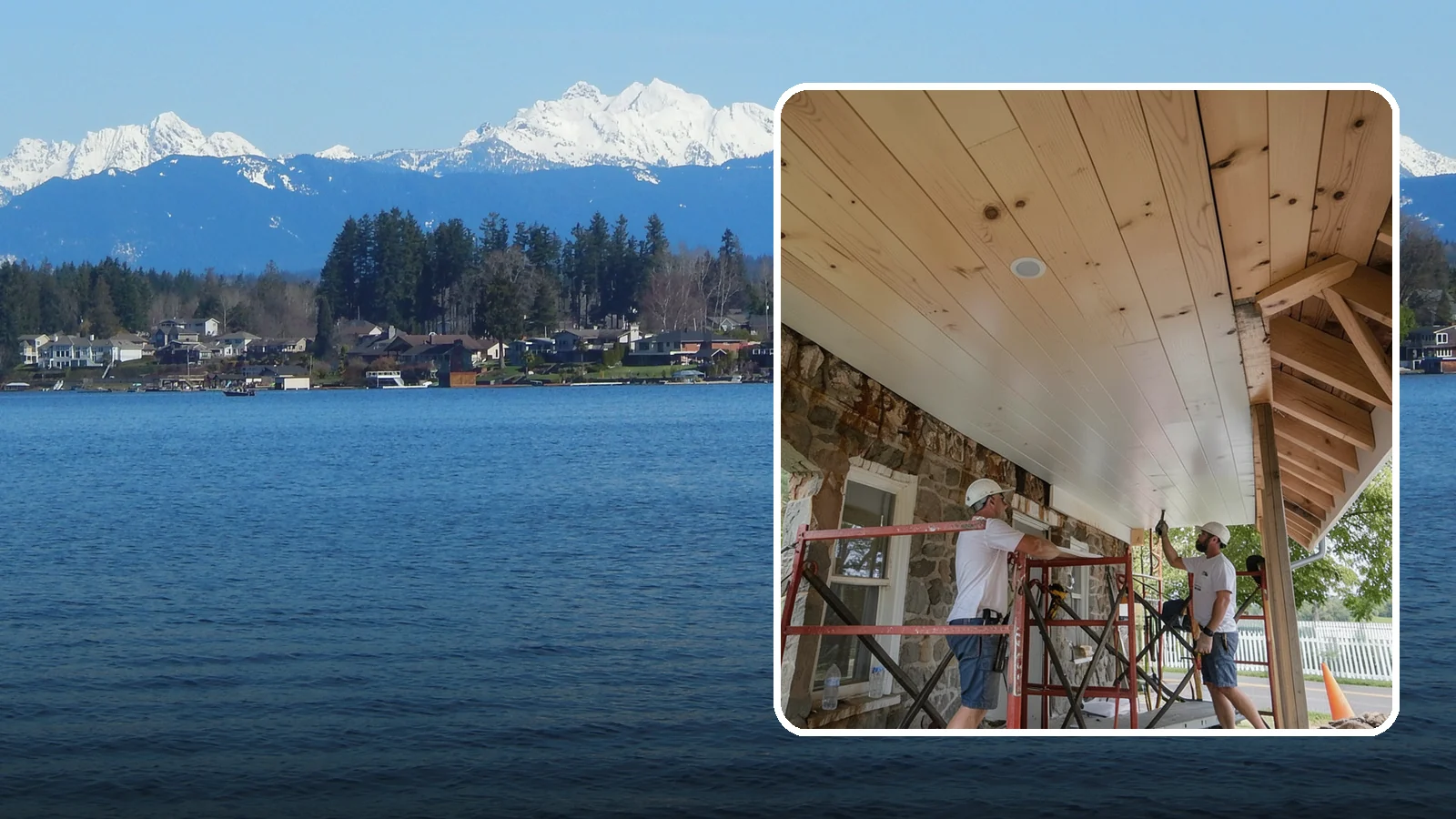 Tongue-and-Groove Ceiling in Lake Stevens, Snohomish County, WA - Warm tongue-and-groove ceiling installation that transforms plain overhead space into a striking wood feature.