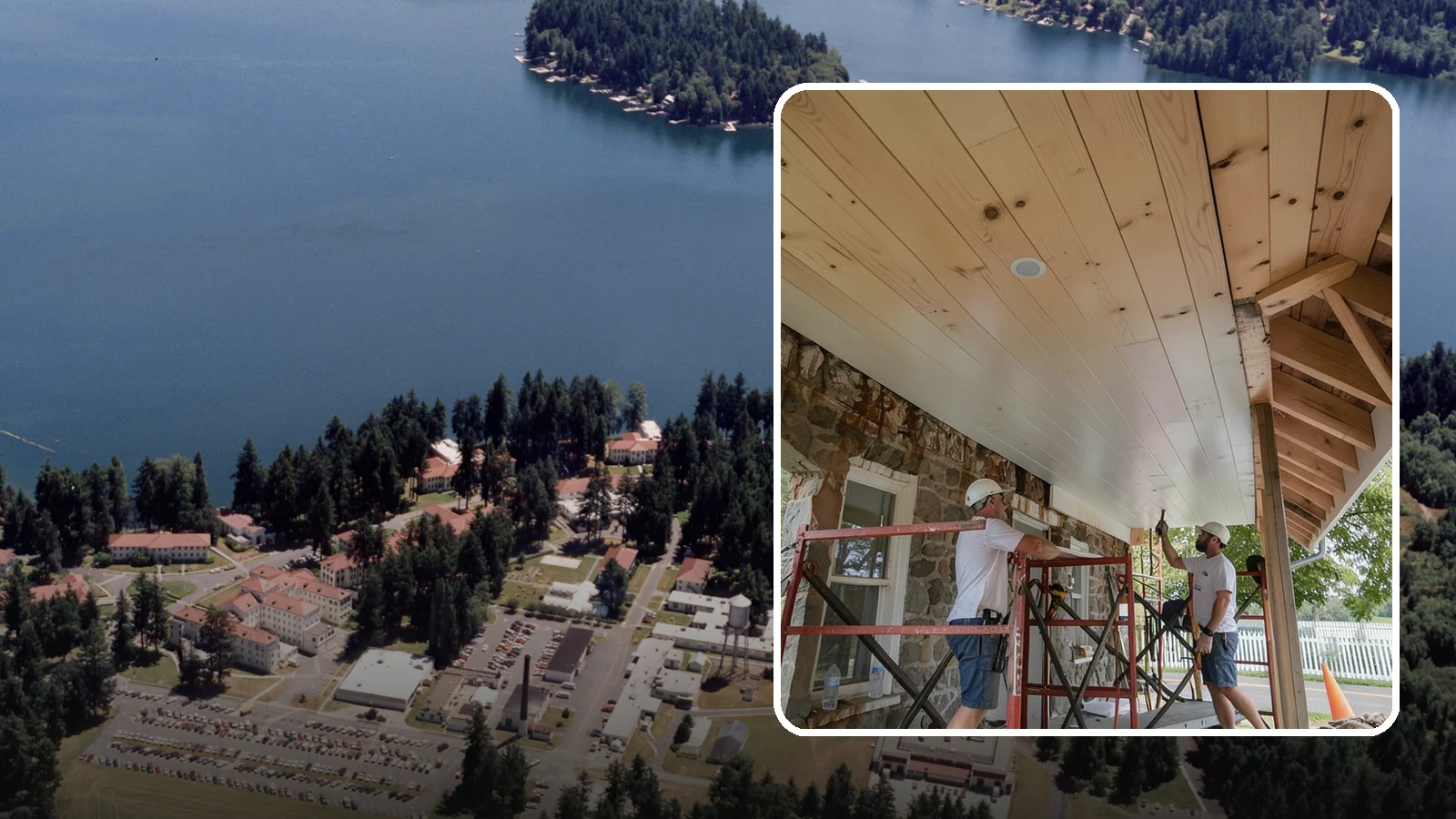 Tongue-and-Groove Ceiling in Lakewood, Pierce County, WA - Warm tongue-and-groove ceiling installation that transforms plain overhead space into a striking wood feature.