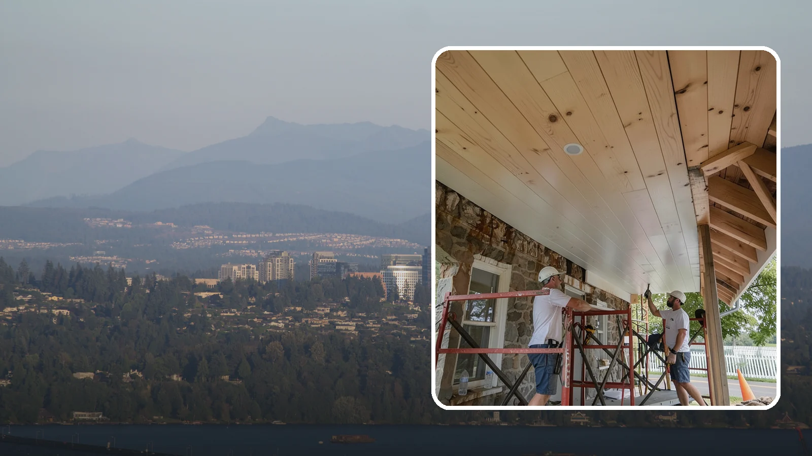 Tongue-and-Groove Ceiling in Medina, King County, WA - Warm tongue-and-groove ceiling installation that transforms plain overhead space into a striking wood feature.