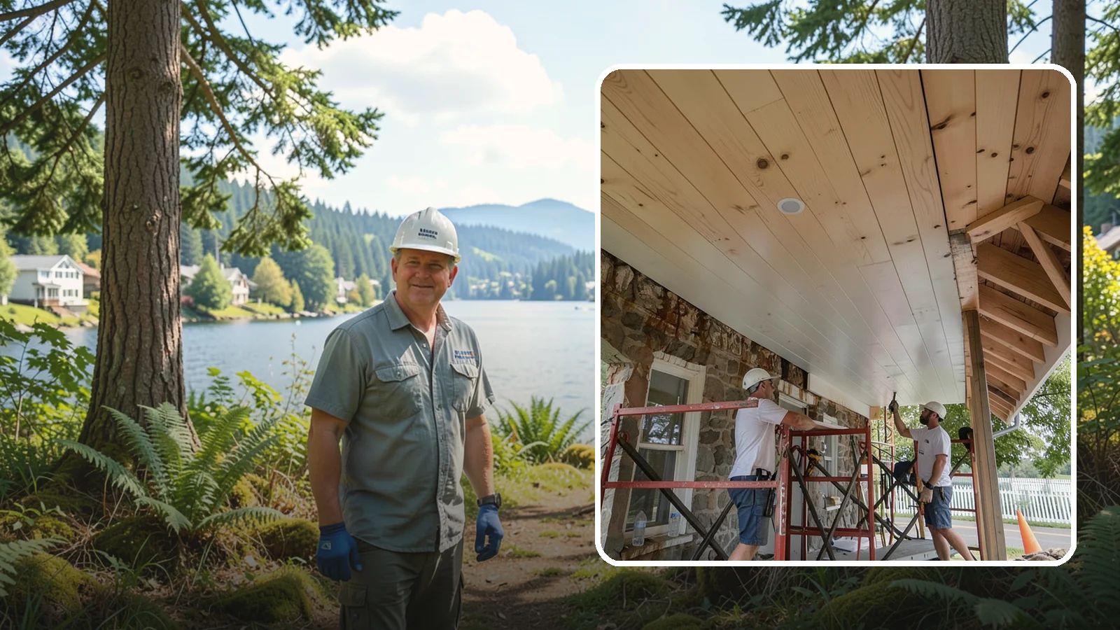 Tongue-and-Groove Ceiling in Milton, King County, WA - Warm tongue-and-groove ceiling installation that transforms plain overhead space into a striking wood feature.