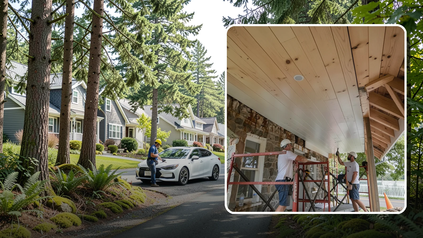 Tongue-and-Groove Ceiling in Normandy Park, King County, WA - Warm tongue-and-groove ceiling installation that transforms plain overhead space into a striking wood feature.