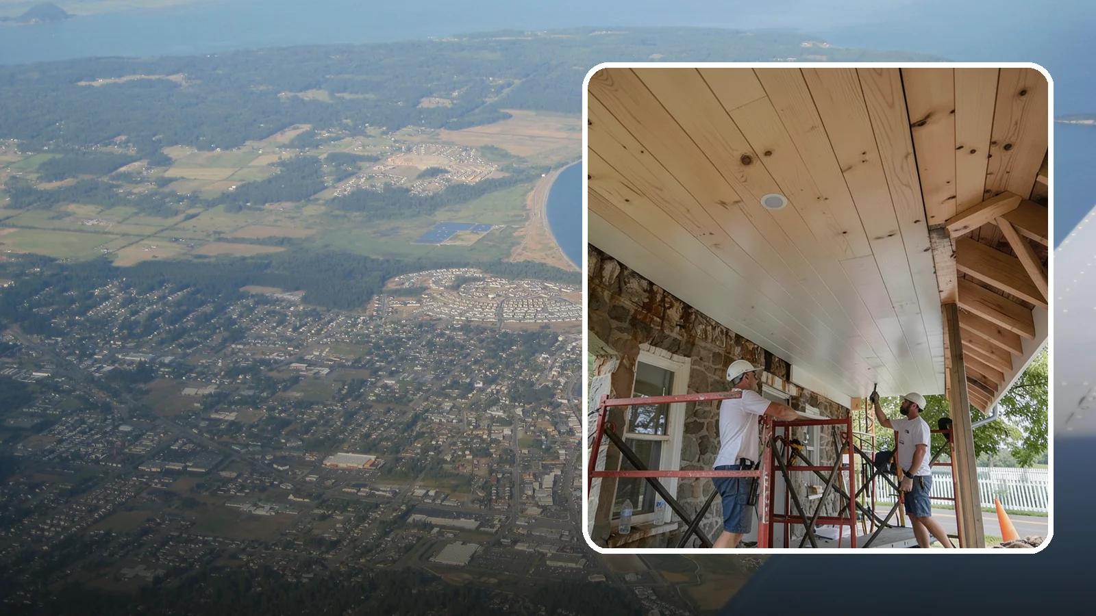 Tongue-and-Groove Ceiling in Oak Harbor, Island County, WA - Warm tongue-and-groove ceiling installation that transforms plain overhead space into a striking wood feature.