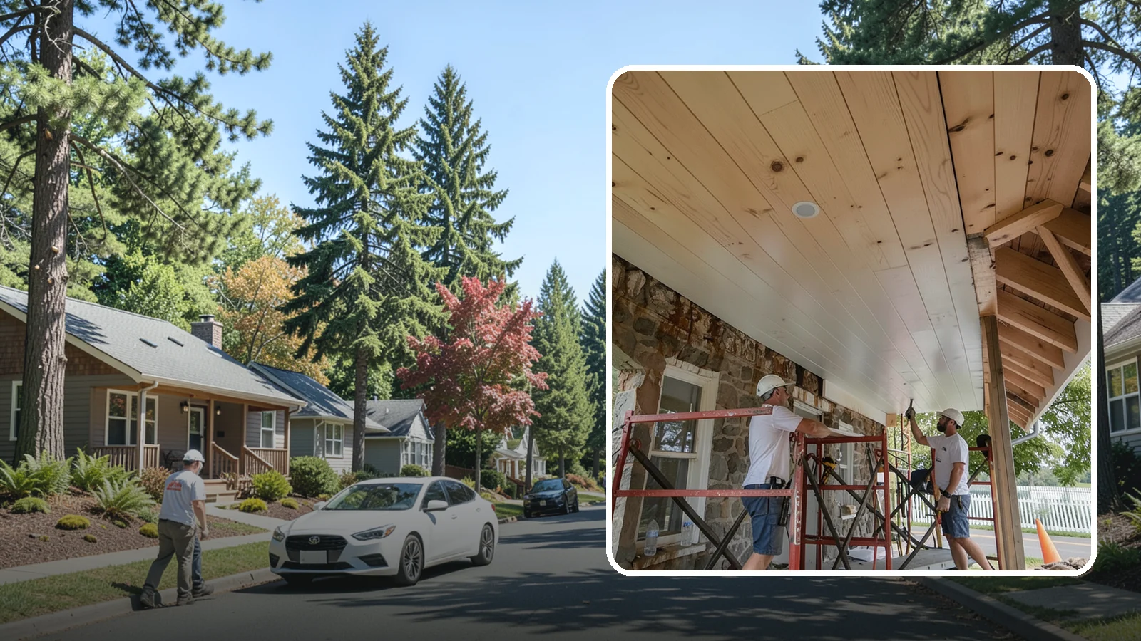 Tongue-and-Groove Ceiling in Orting, Pierce County, WA - Warm tongue-and-groove ceiling installation that transforms plain overhead space into a striking wood feature.
