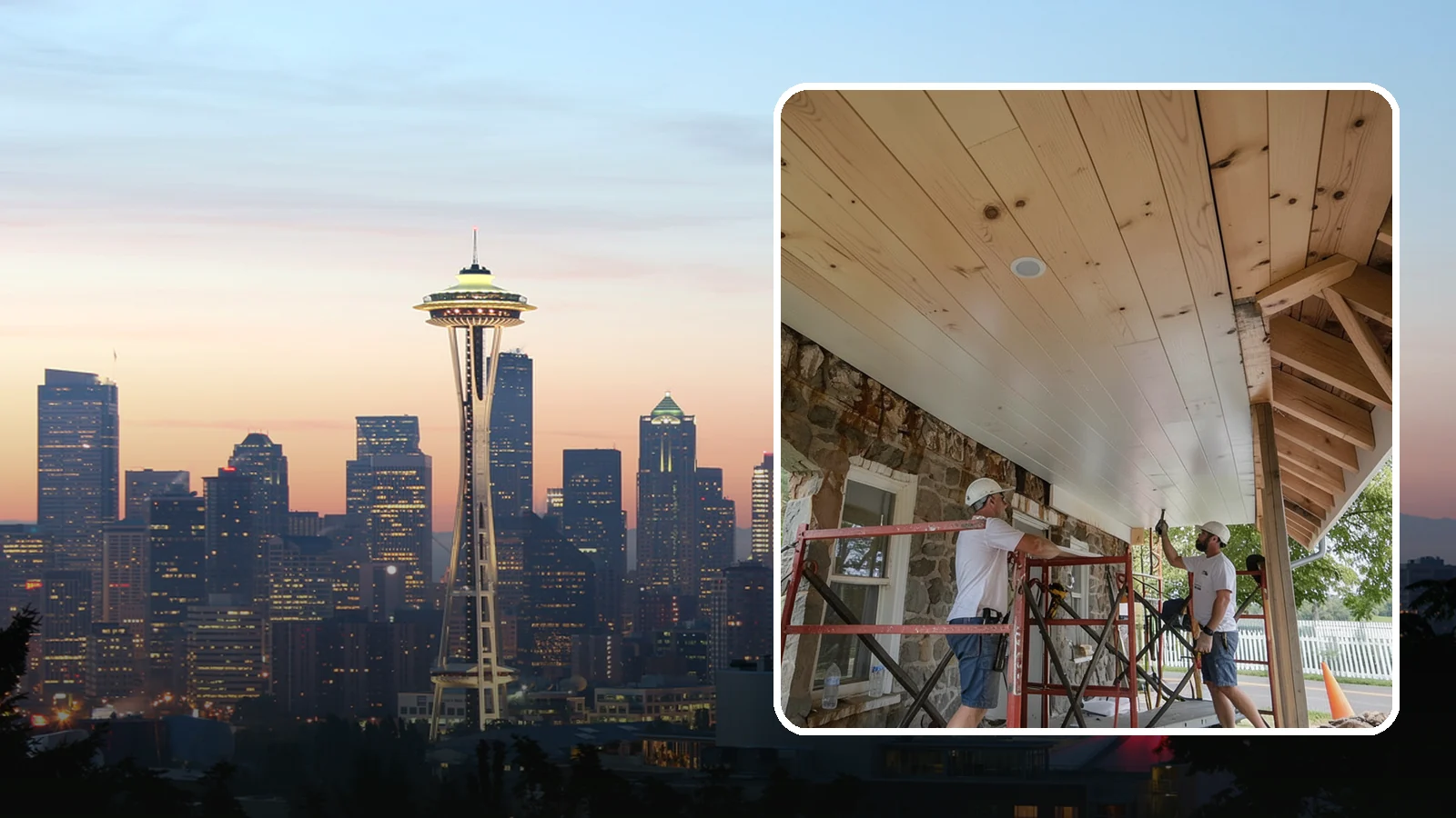 Tongue-and-Groove Ceiling in Seattle, King County, WA - Warm tongue-and-groove ceiling installation that transforms plain overhead space into a striking wood feature.