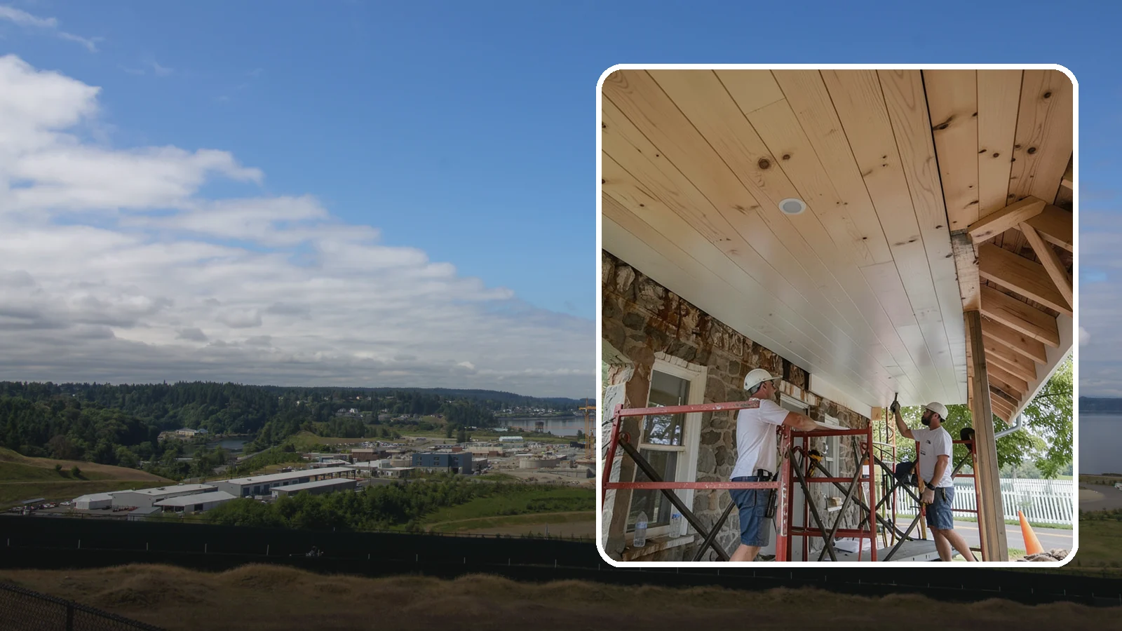 Tongue-and-Groove Ceiling in University Place, Pierce County, WA - Warm tongue-and-groove ceiling installation that transforms plain overhead space into a striking wood feature.