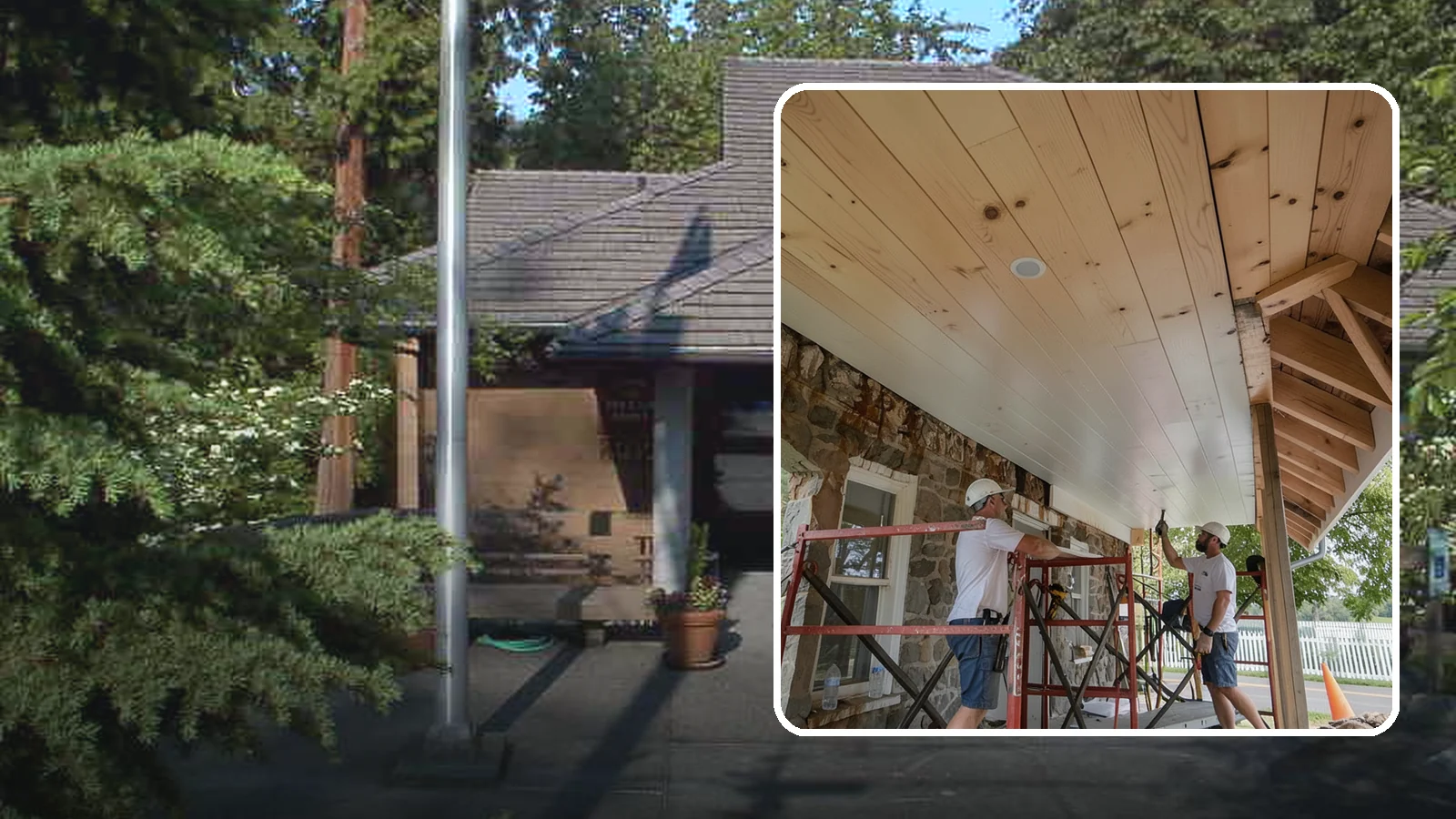 Tongue-and-Groove Ceiling in Yarrow Point, King County, WA - Warm tongue-and-groove ceiling installation that transforms plain overhead space into a striking wood feature.