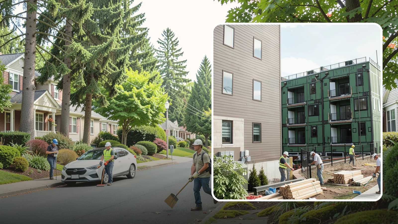 Townhome Construction in Beaux Arts Village, King County, WA - Multi-unit attached townhomes designed for efficient urban and suburban infill.