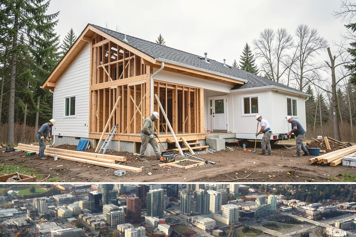 Townhome Construction in Bellevue, King County, WA - Foundation and framing for the row are scheduled through summer so each unit is dried-in ahead of winter weather.