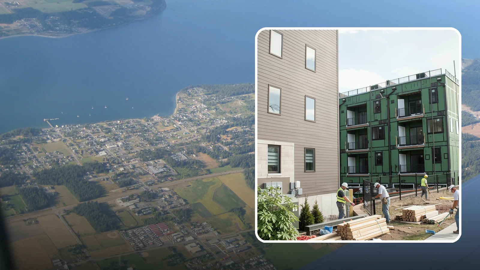 Townhome Construction in Coupeville, Island County, WA - Multi-unit attached townhomes designed for efficient urban and suburban infill.