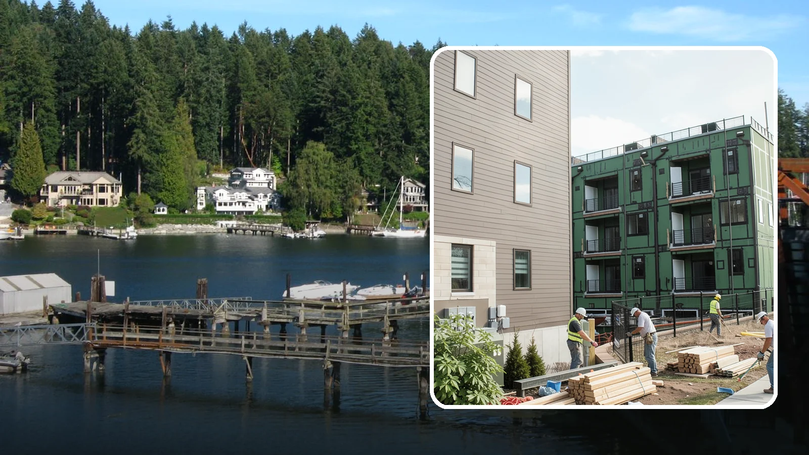 Townhome Construction in Gig Harbor, Pierce County, WA - Multi-unit attached townhomes designed for efficient urban and suburban infill.