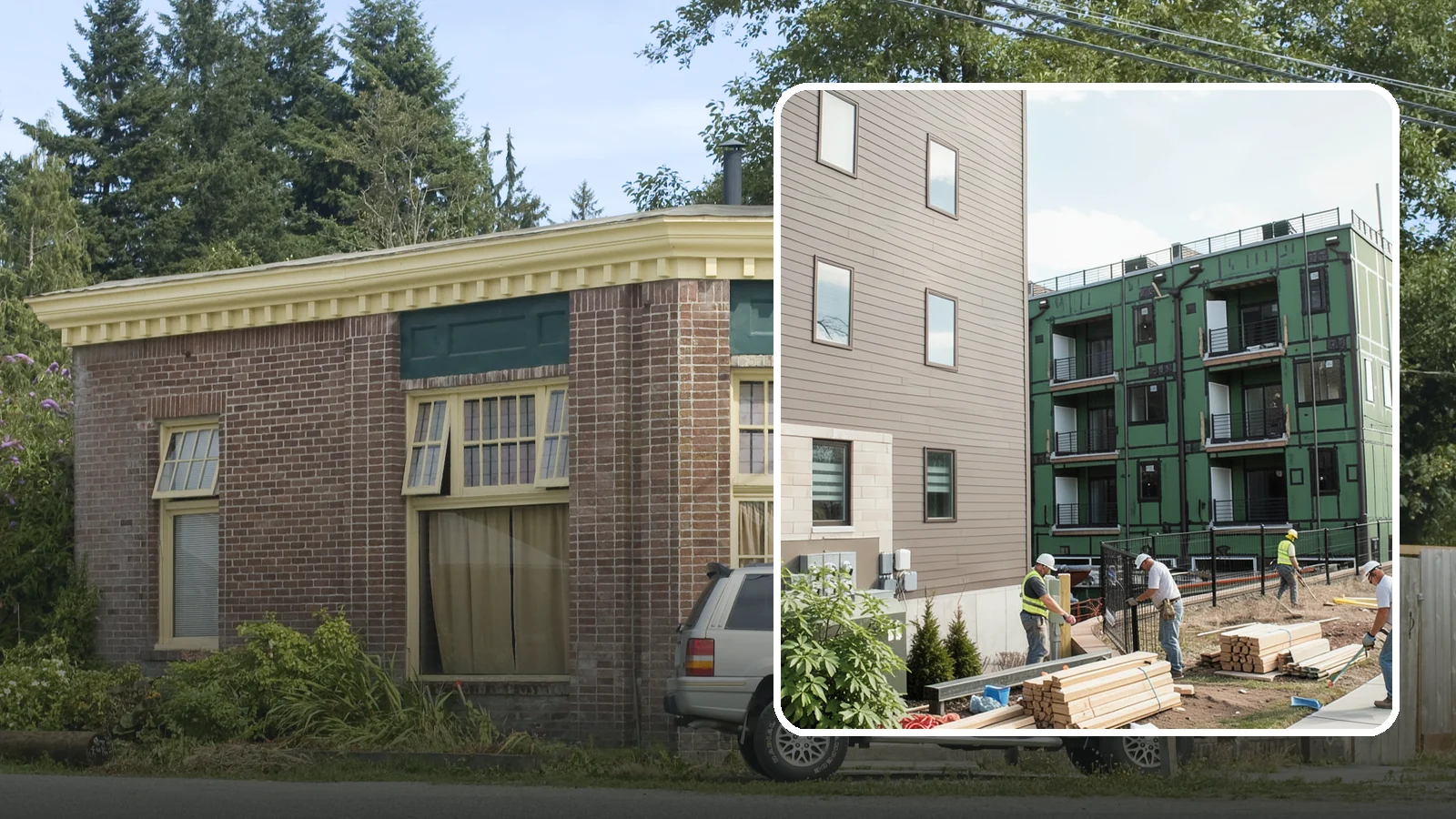 Townhome Construction in Hamilton, Skagit County, WA - Multi-unit attached townhomes designed for efficient urban and suburban infill.