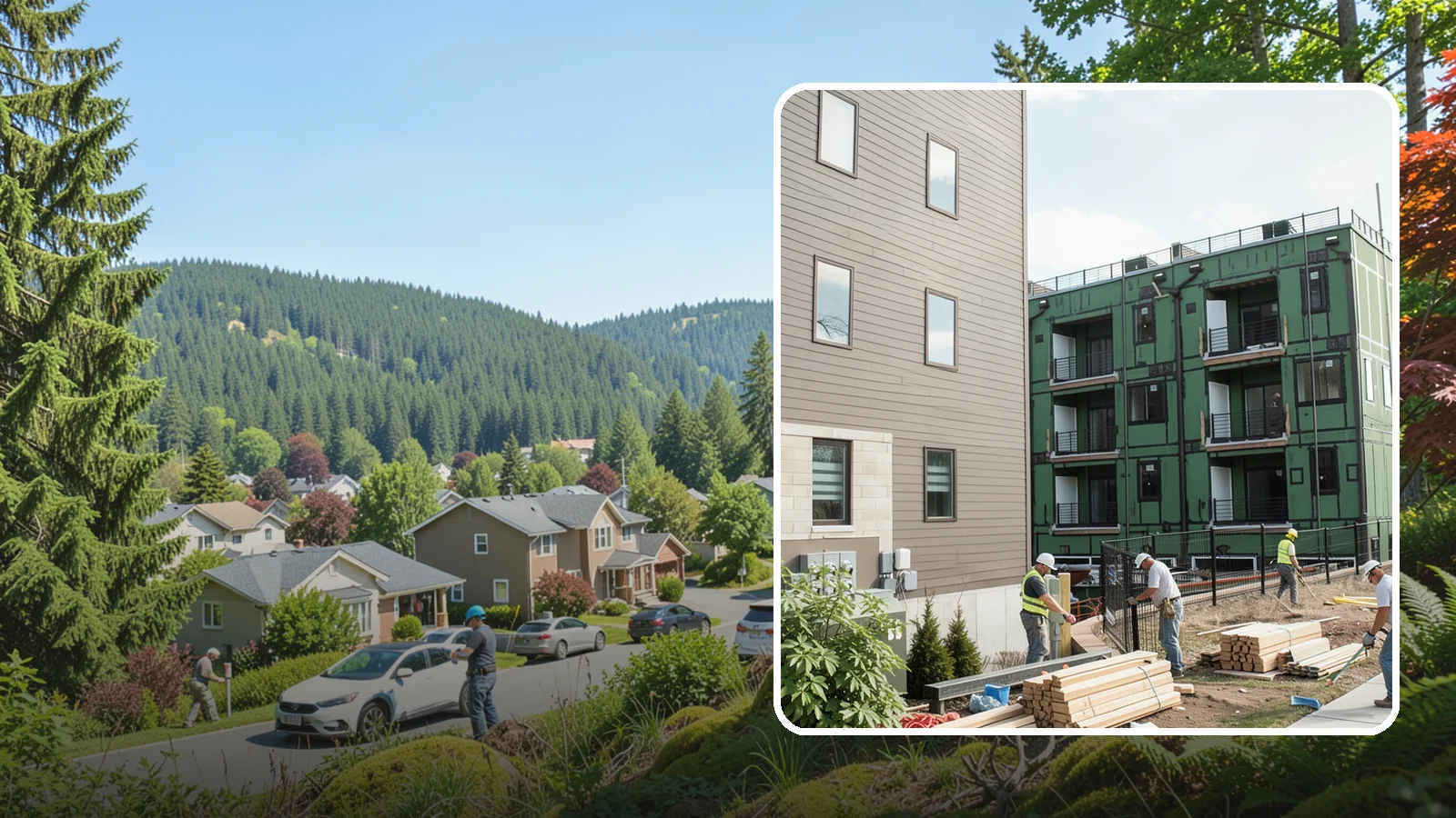 Townhome Construction in Index, Snohomish County, WA - Multi-unit attached townhomes designed for efficient urban and suburban infill.