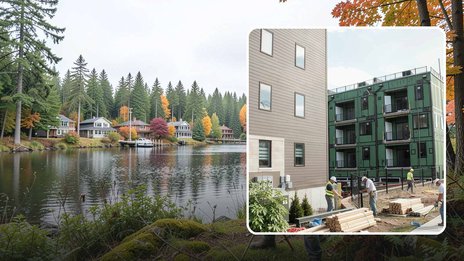 Townhome Construction in La Conner, Skagit County, WA - Multi-unit attached townhomes designed for efficient urban and suburban infill.