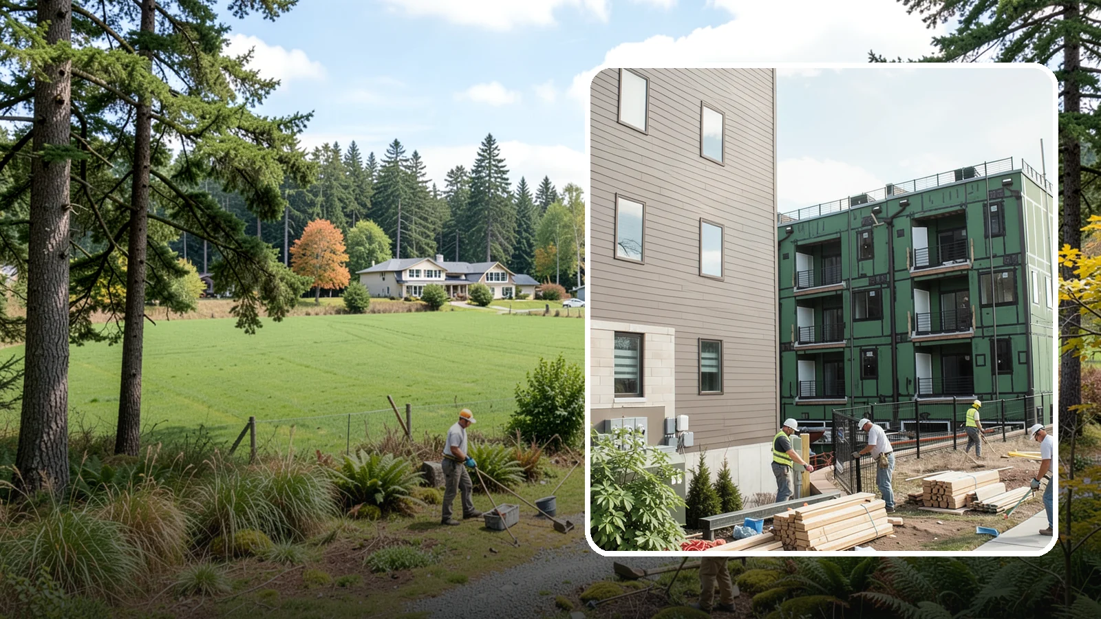 Townhome Construction in Lyman, Skagit County, WA - Multi-unit attached townhomes designed for efficient urban and suburban infill.