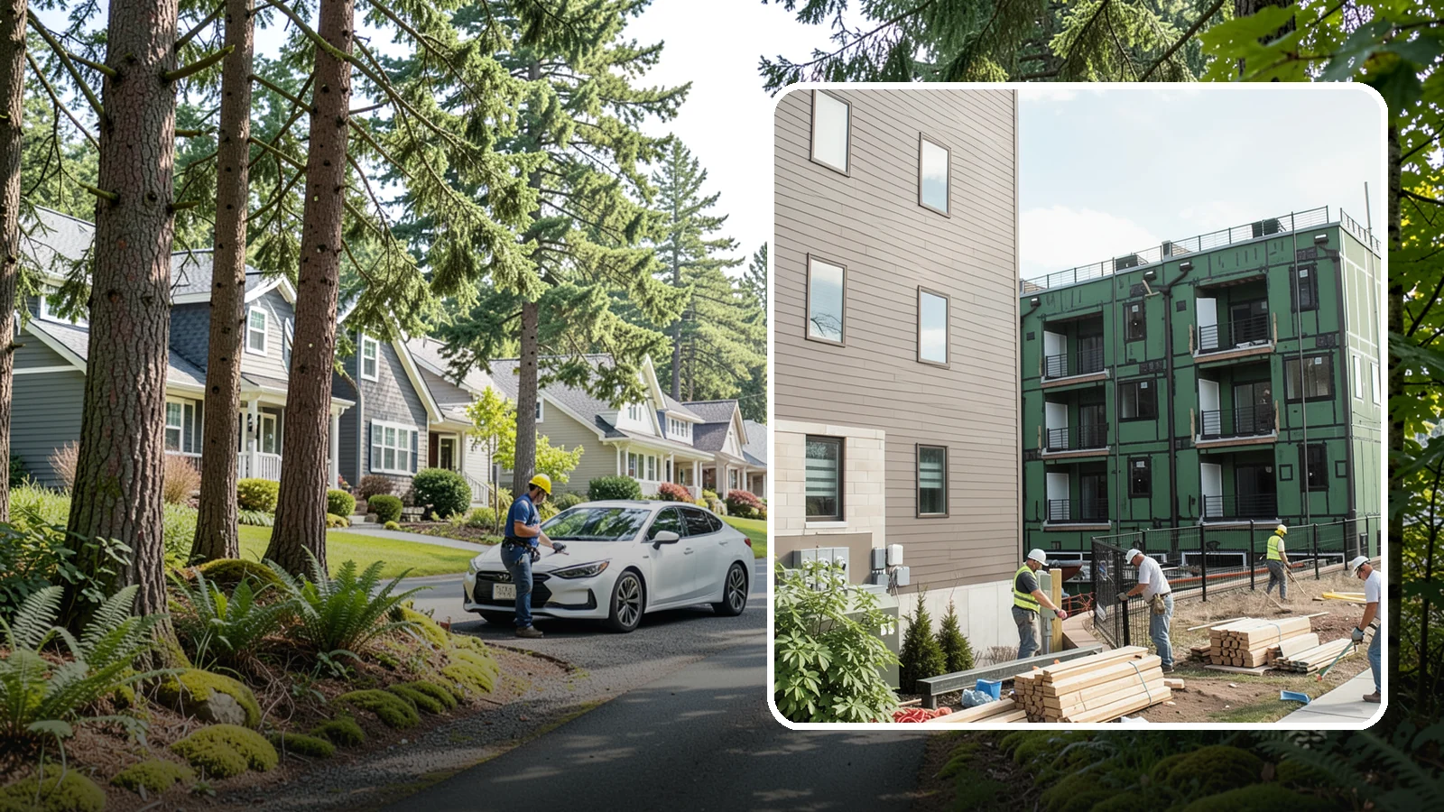 Townhome Construction in Normandy Park, King County, WA - Multi-unit attached townhomes designed for efficient urban and suburban infill.