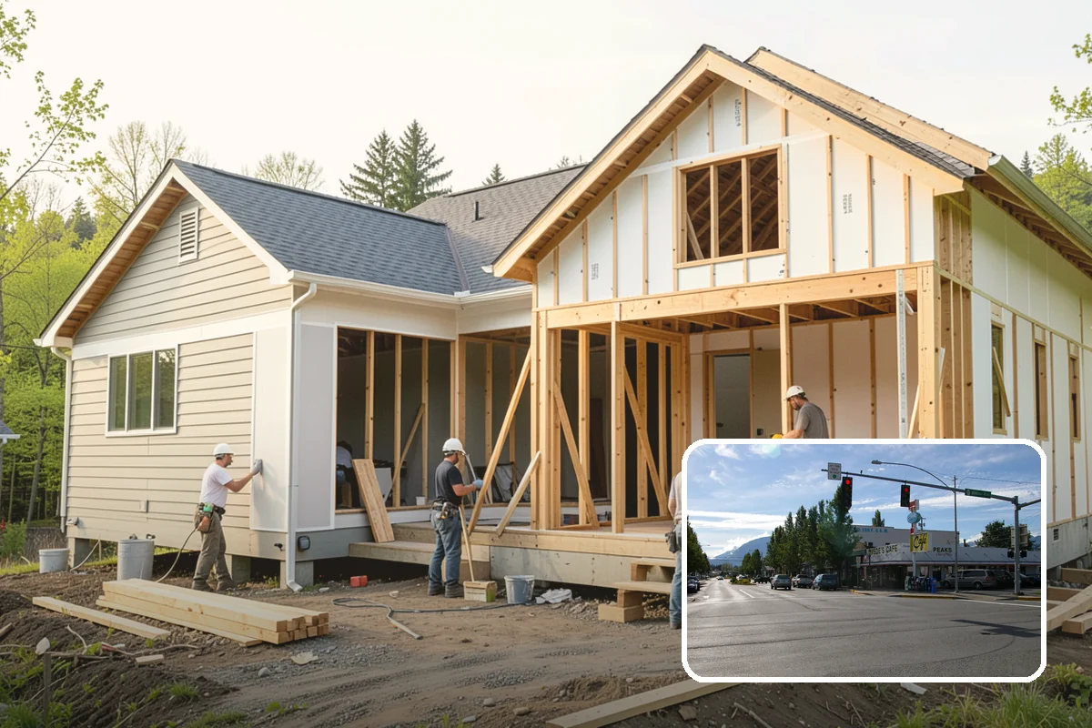 Townhome Construction in North Bend, King County, WA - Efficient land use for infill development