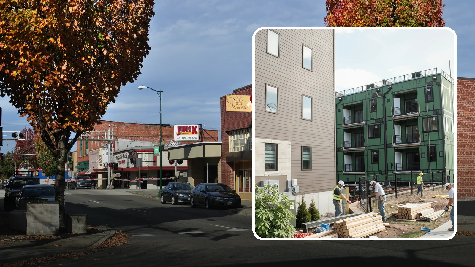 Townhome Construction in Puyallup, Pierce County, WA - Multi-unit attached townhomes designed for efficient urban and suburban infill.
