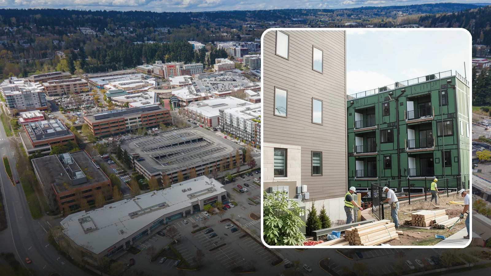 Townhome Construction in Redmond, King County, WA - Multi-unit attached townhomes designed for efficient urban and suburban infill.