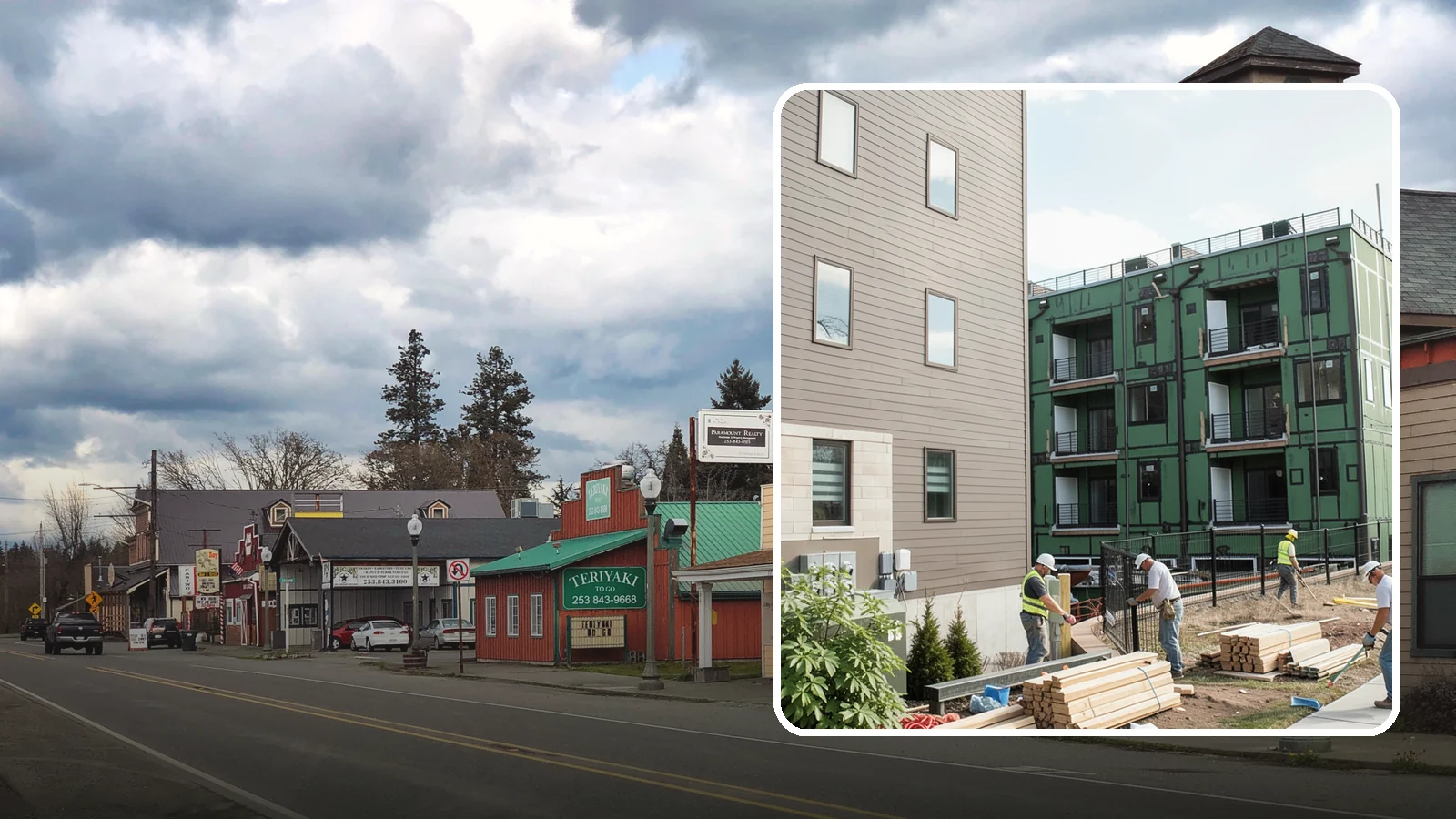 Townhome Construction in Roy, Pierce County, WA - Multi-unit attached townhomes designed for efficient urban and suburban infill.