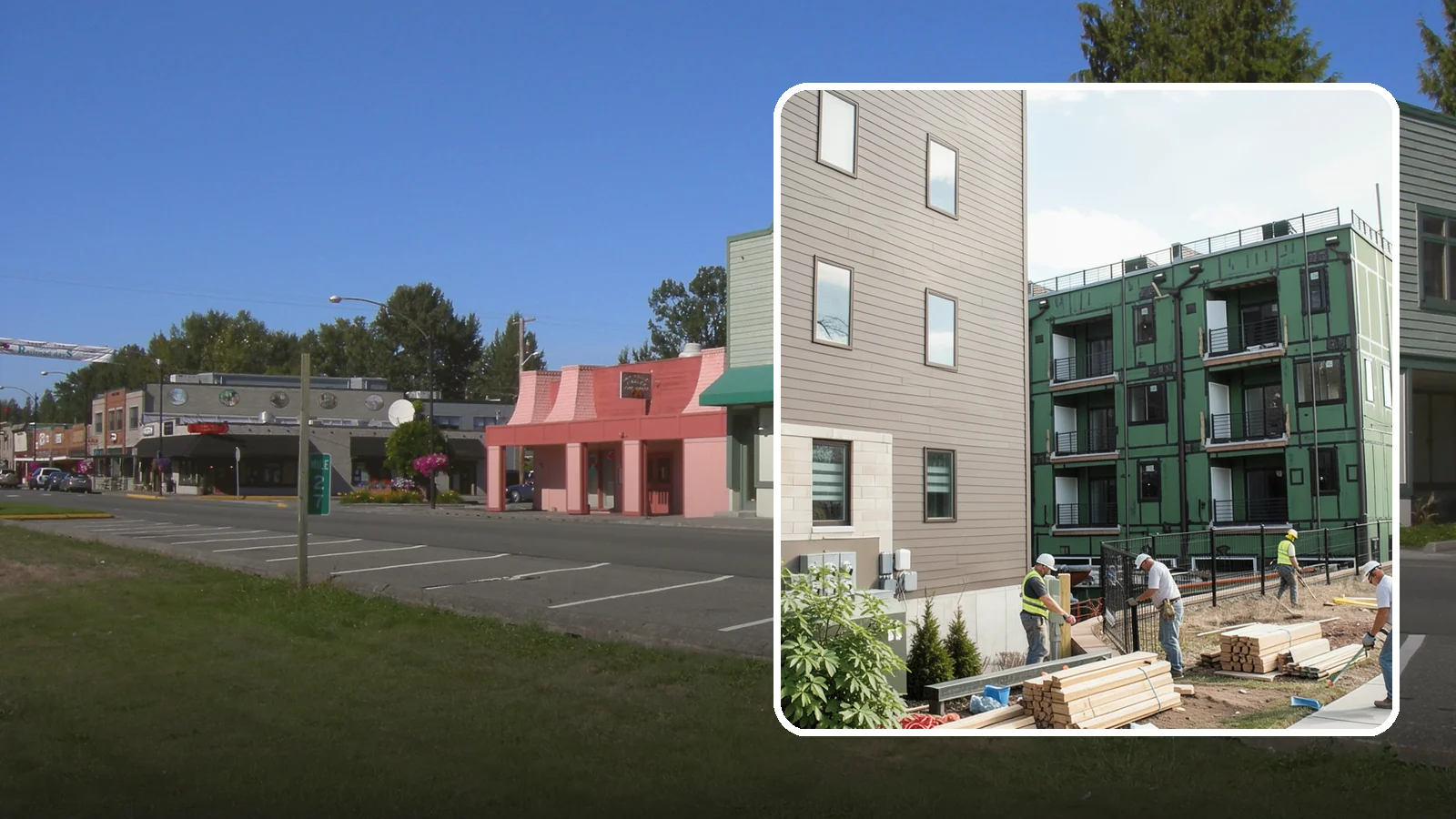 Townhome Construction in Snoqualmie, King County, WA - Multi-unit attached townhomes designed for efficient urban and suburban infill.