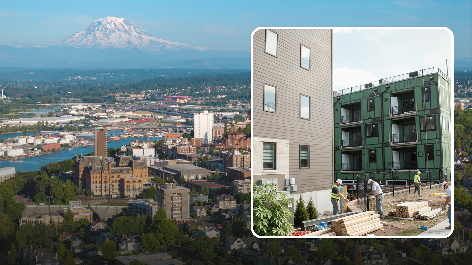 Townhome Construction in Tacoma, Pierce County, WA - Multi-unit attached townhomes designed for efficient urban and suburban infill.