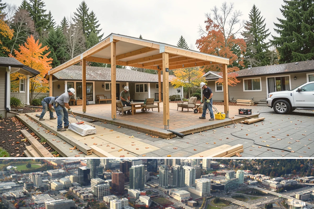 Transom Window Installation in Bellevue, King County, WA - Transom installs that open the exterior wall are best scheduled during drier weather to keep framing protected.