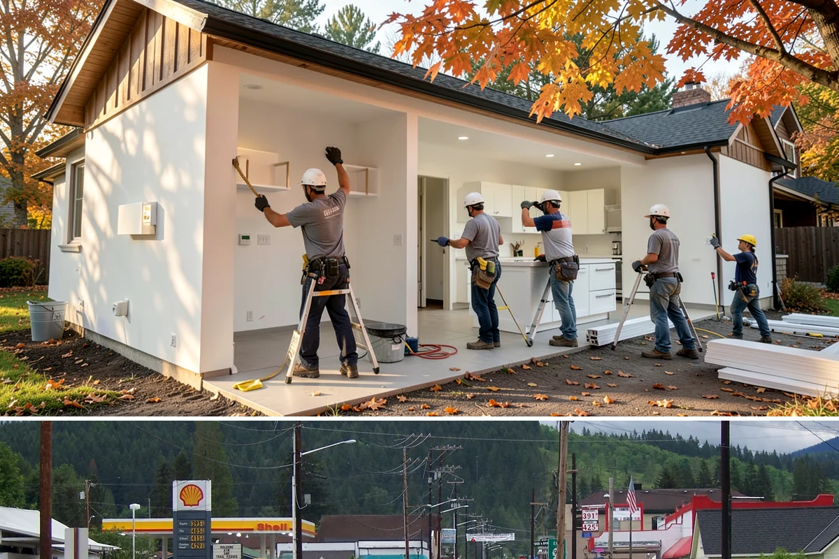 Transom Window Installation in Granite Falls, Snohomish County, WA - Transom installs that open the exterior wall are best scheduled during drier weather to keep framing protected.