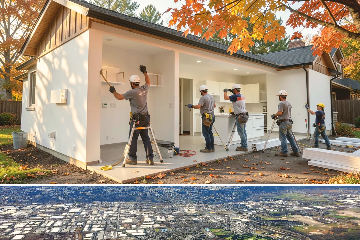 Transom Window Installation in Kent, King County, WA - Transom installs that open the exterior wall are best scheduled during drier weather to keep framing protected.