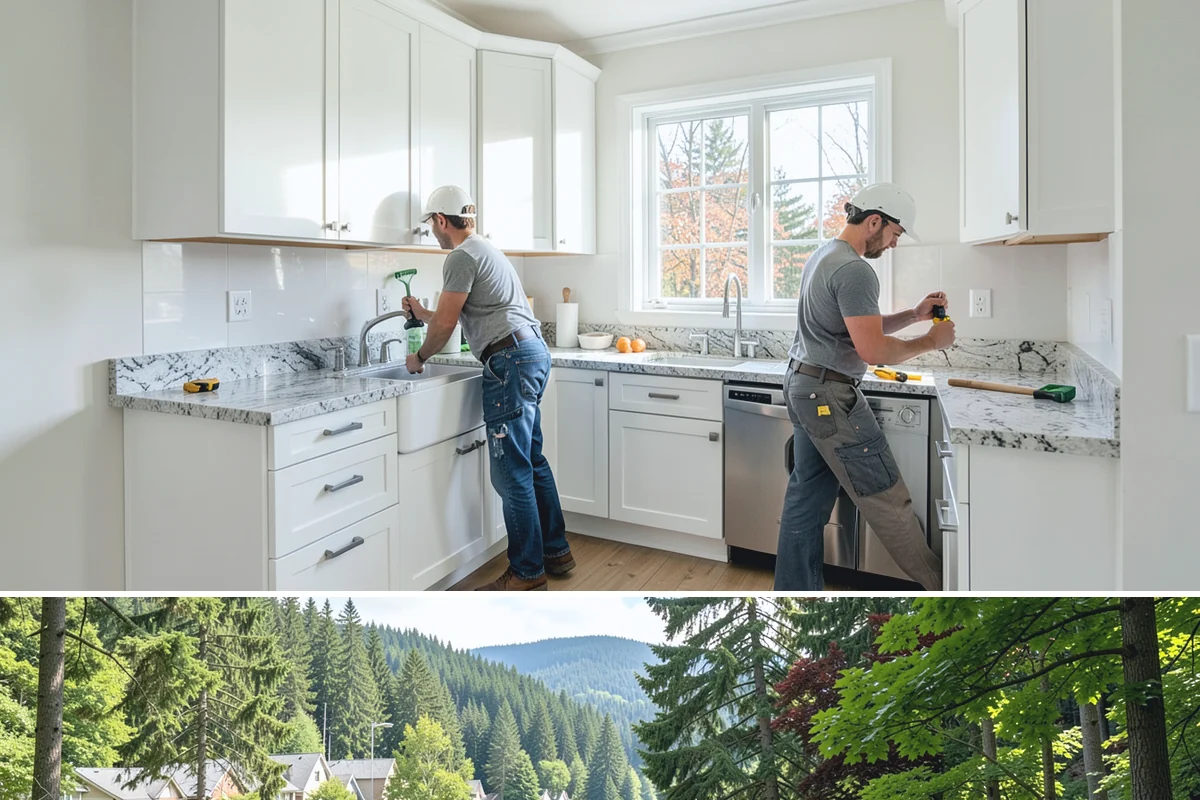 Transom Window Installation in Lake Forest Park, King County, WA - Transom installs that open the exterior wall are best scheduled during drier weather to keep framing protected.