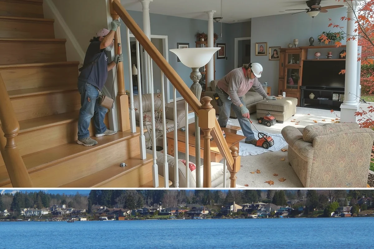 Transom Window Installation in Lake Stevens, Snohomish County, WA - Transom installs that open the exterior wall are best scheduled during drier weather to keep framing protected.