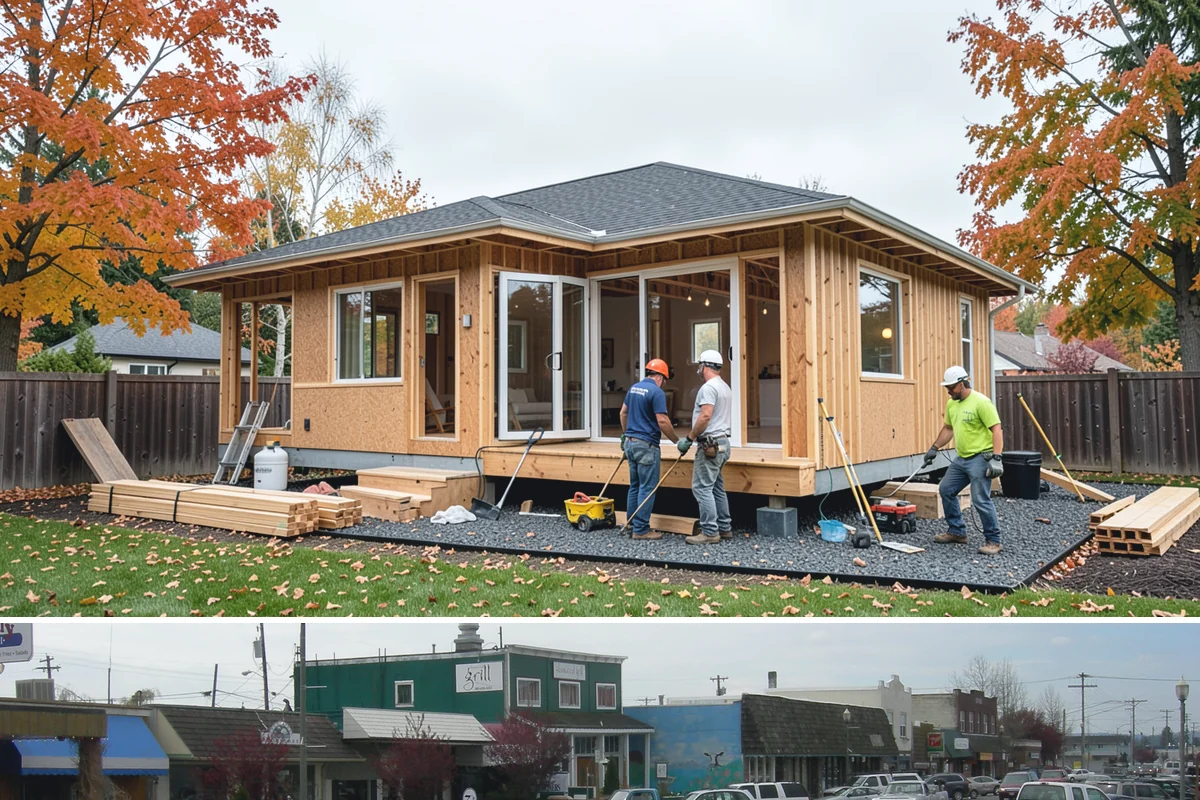 Transom Window Installation in Stanwood, Snohomish County, WA - Transom installs that open the exterior wall are best scheduled during drier weather to keep framing protected.