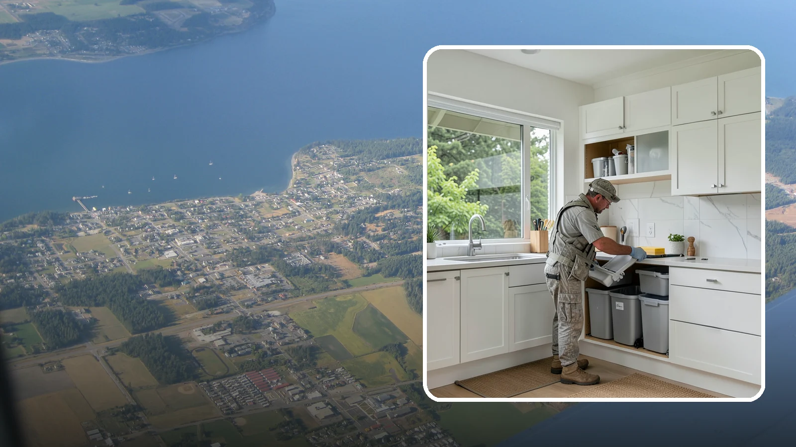 Trash Pull-Out Installation in Coupeville, Island County, WA - Installing a pull-out trash and recycling system inside a cabinet to hide bins and improve sorting.