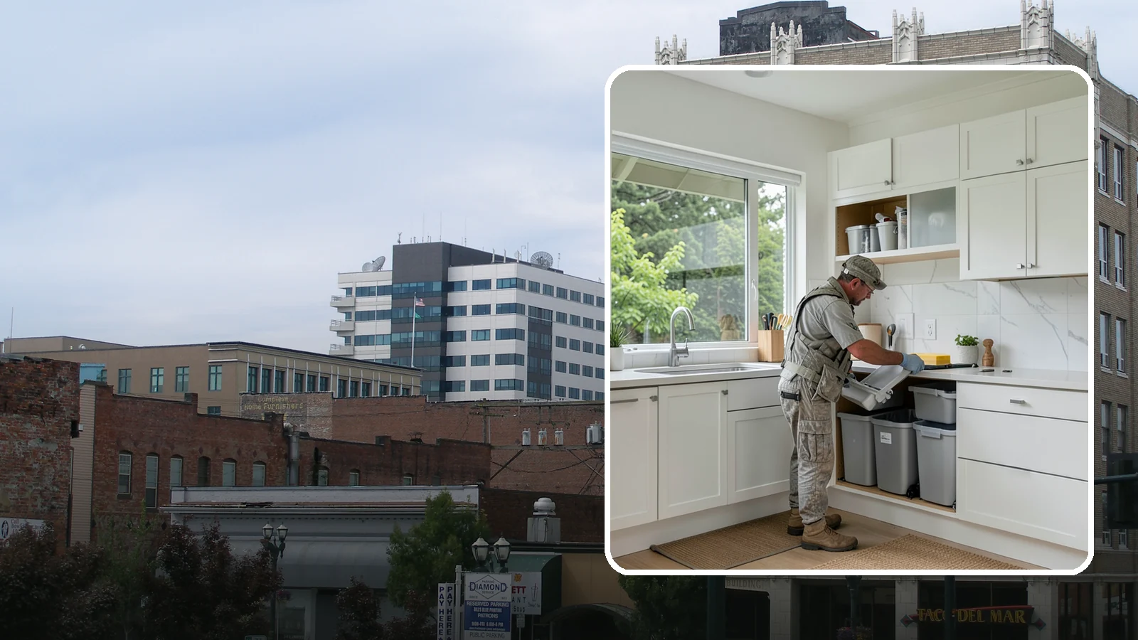 Trash Pull-Out Installation in Everett, Snohomish County, WA - Installing a pull-out trash and recycling system inside a cabinet to hide bins and improve sorting.