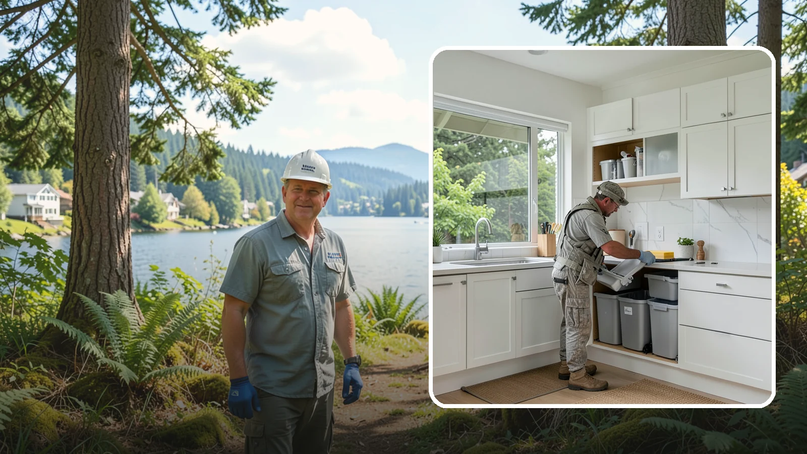 Trash Pull-Out Installation in Milton, King County, WA - Installing a pull-out trash and recycling system inside a cabinet to hide bins and improve sorting.