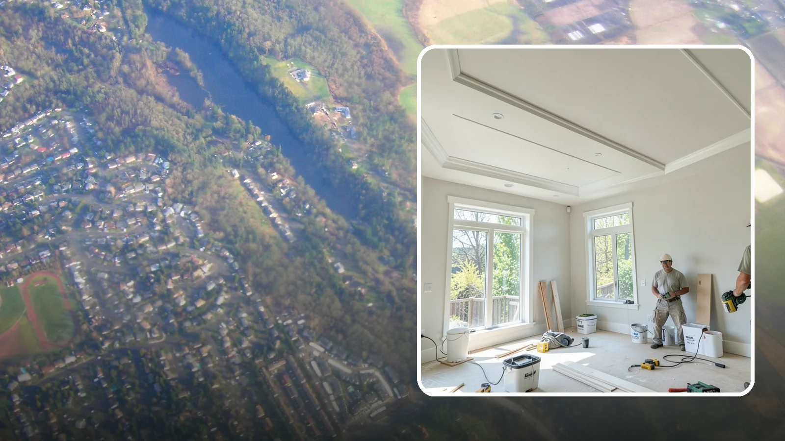 Tray Ceiling Construction in Algona, King County, WA - A recessed tray ceiling that adds subtle height, elegance, and visual interest to a room.