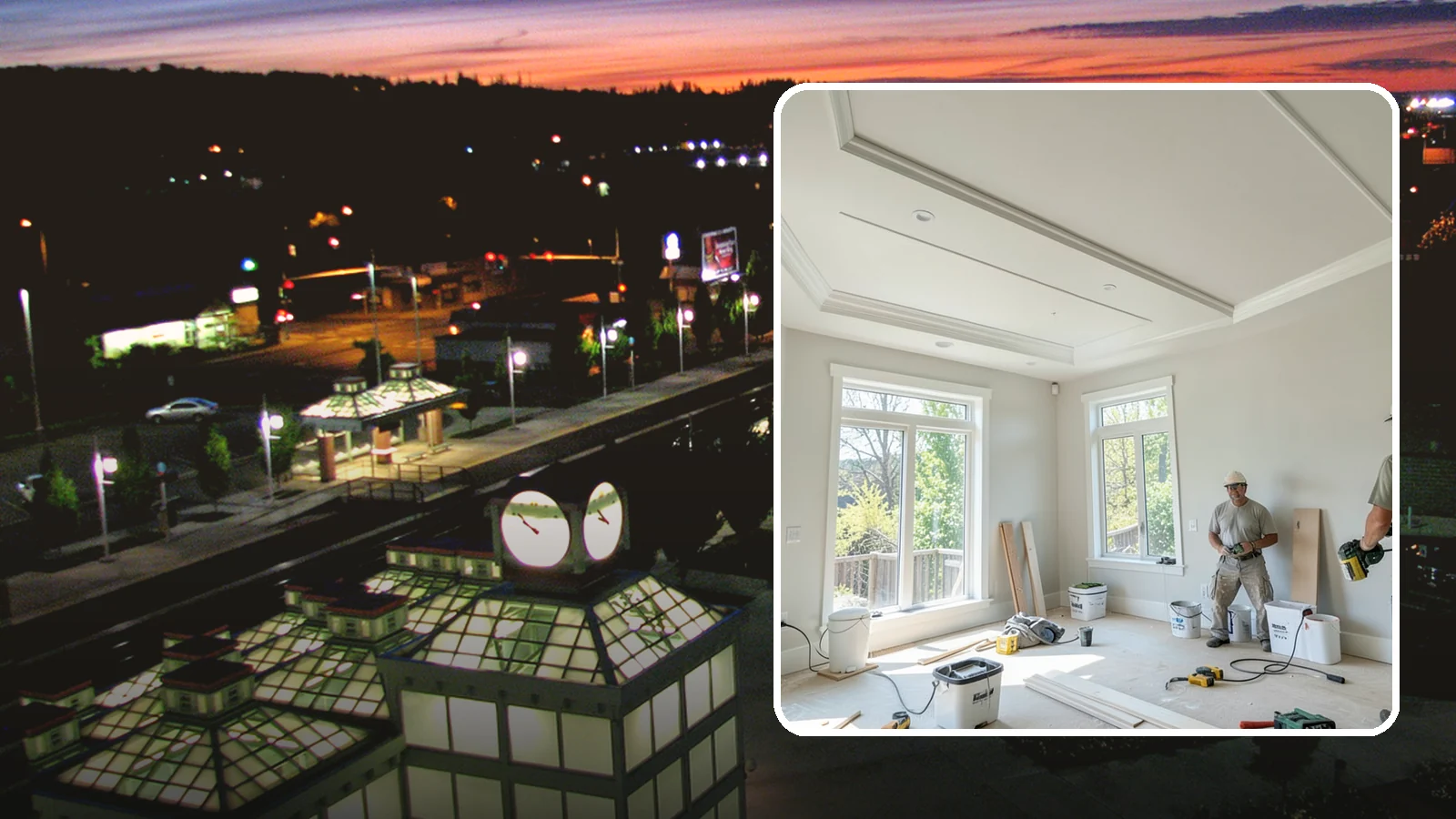 Tray Ceiling Construction in Auburn, King County, WA - A recessed tray ceiling that adds subtle height, elegance, and visual interest to a room.
