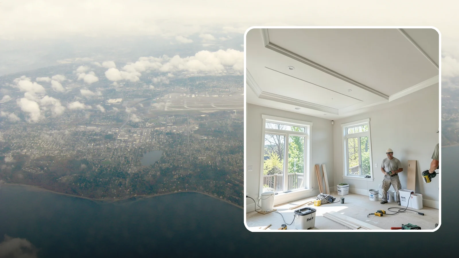 Tray Ceiling Construction in Burien, King County, WA - A recessed tray ceiling that adds subtle height, elegance, and visual interest to a room.