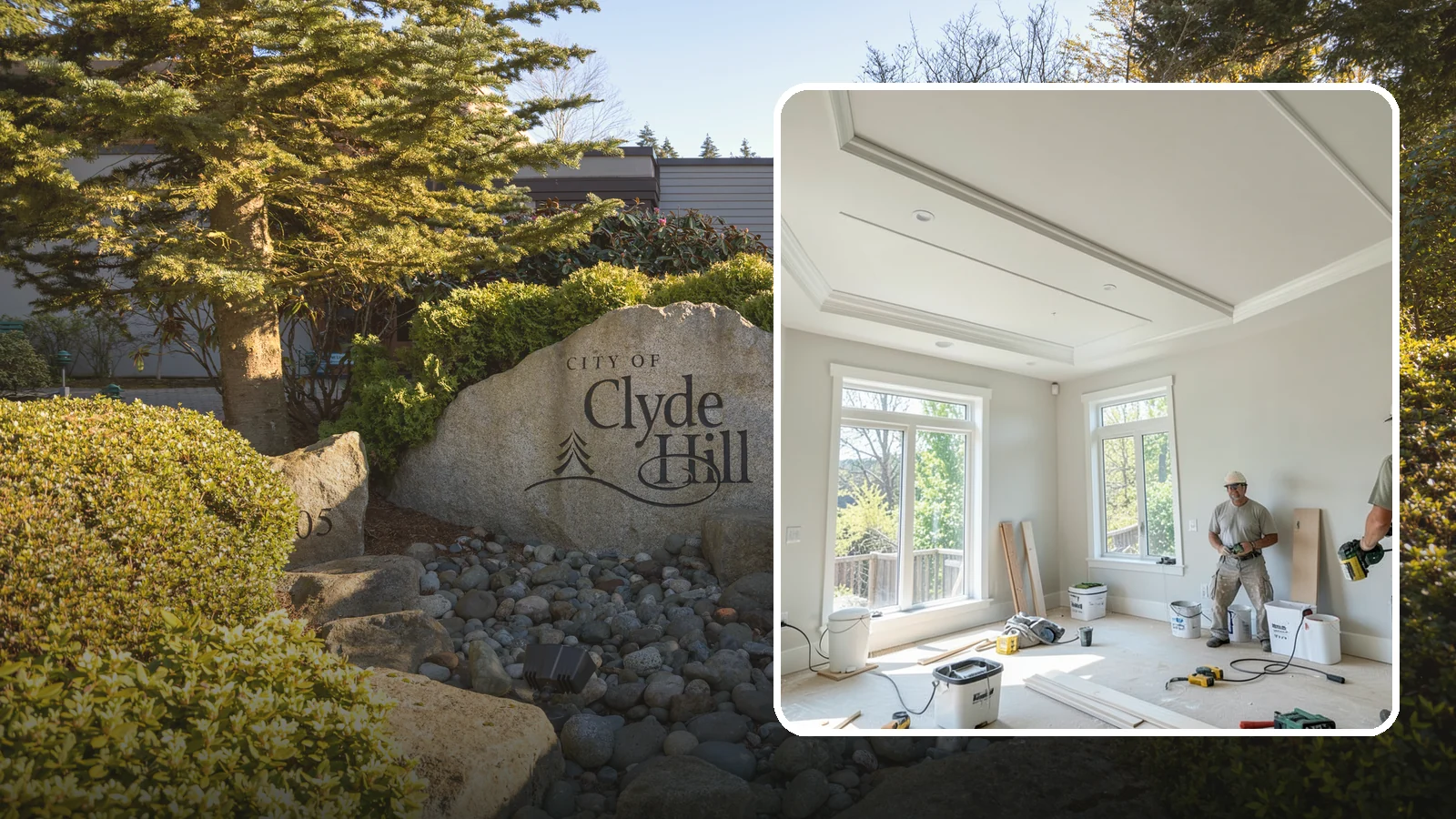 Tray Ceiling Construction in Clyde Hill, King County, WA - A recessed tray ceiling that adds subtle height, elegance, and visual interest to a room.