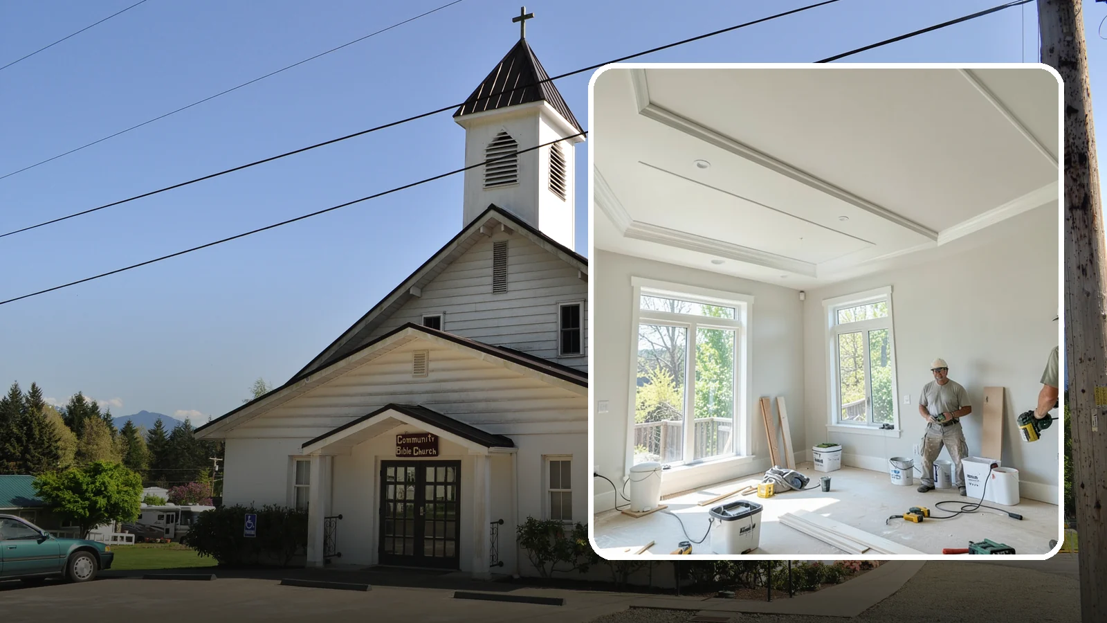 Tray Ceiling Construction in Concrete, Skagit County, WA - A recessed tray ceiling that adds subtle height, elegance, and visual interest to a room.