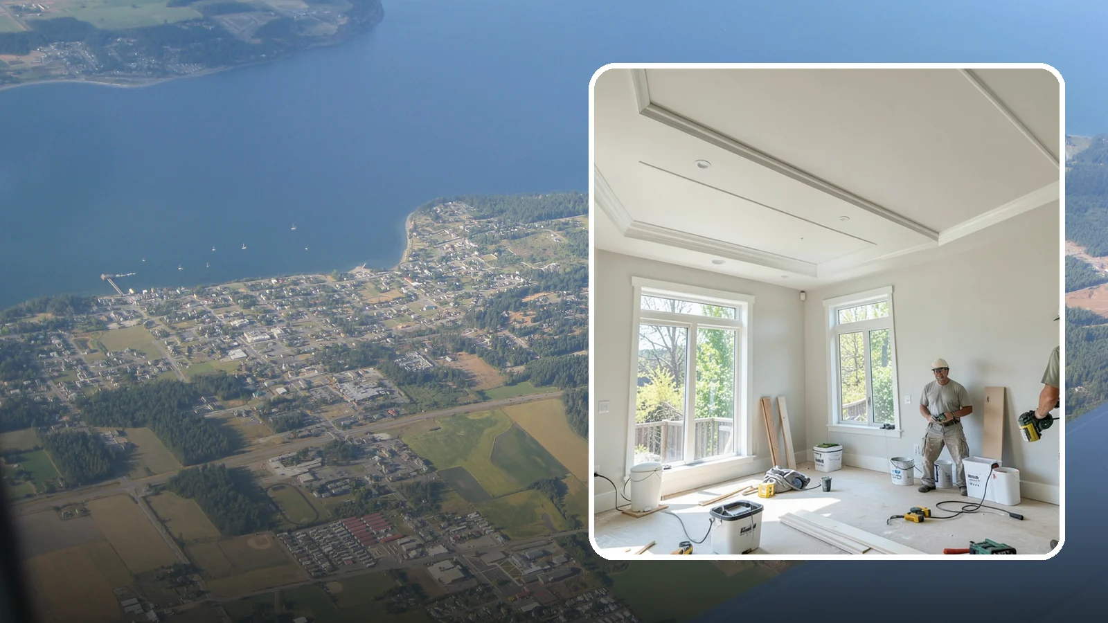 Tray Ceiling Construction in Coupeville, Island County, WA - A recessed tray ceiling that adds subtle height, elegance, and visual interest to a room.